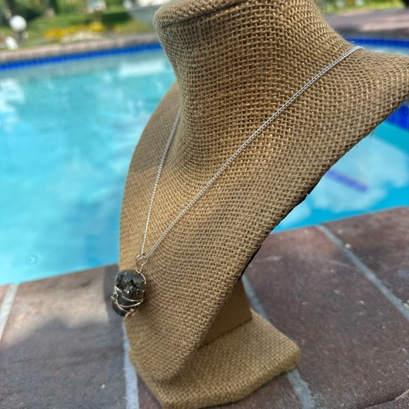 HANDMADE ~ Pyrite Wrapped Crystal Necklace - Picture 2 of 4